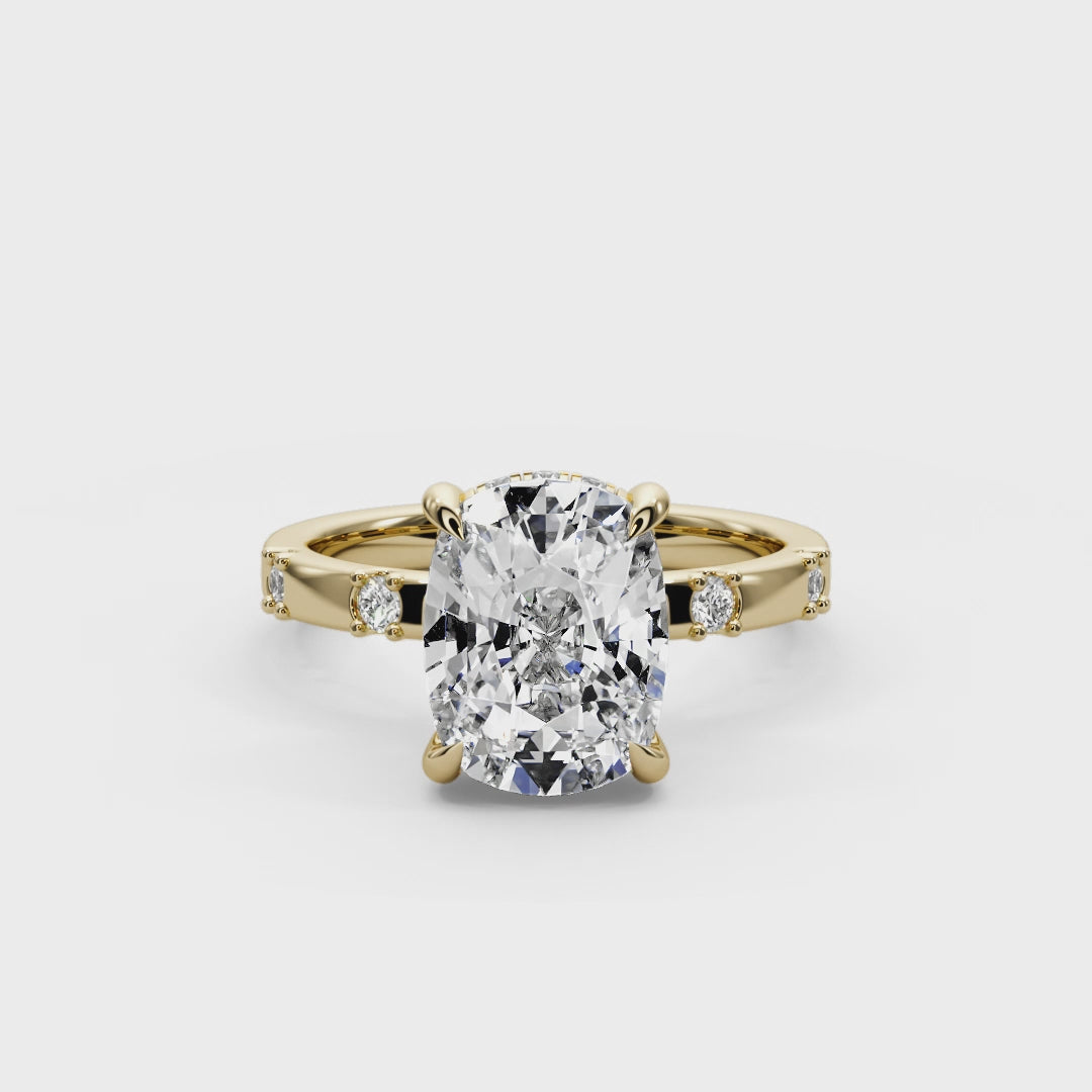 Cushion Cut 2.35 CT F VS2 Lab Diamond Ring in 14K Gold  (IGI Certified)