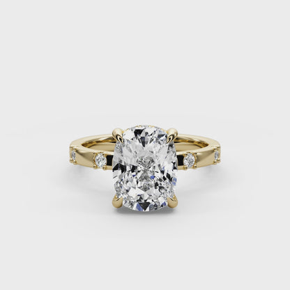 Cushion Cut 2.35 CT F VS2 Lab Diamond Ring in 14K Gold  (IGI Certified)