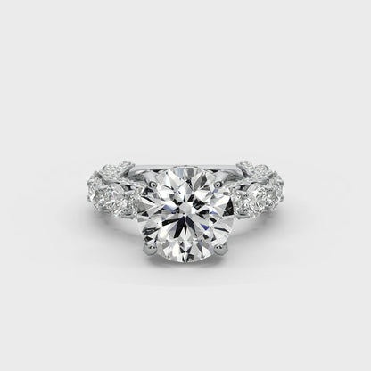 Round Cut 10 CT F VS2 Lab Diamond Ring in 14K Gold  (IGI Certified)