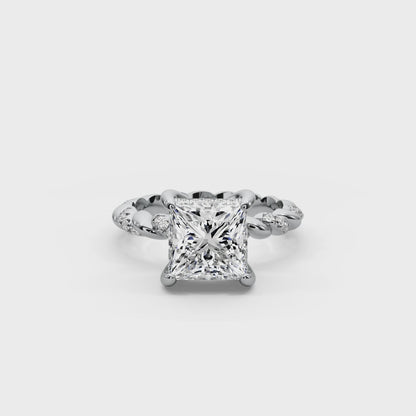 Princess Cut 4.40 CT Lab Diamond Ring in 14K Gold | IGI Certified