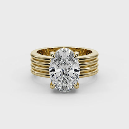 Oval Cut 3.30 CT F VS2 Lab Diamond Ring in 14K Gold  (IGI Certified)