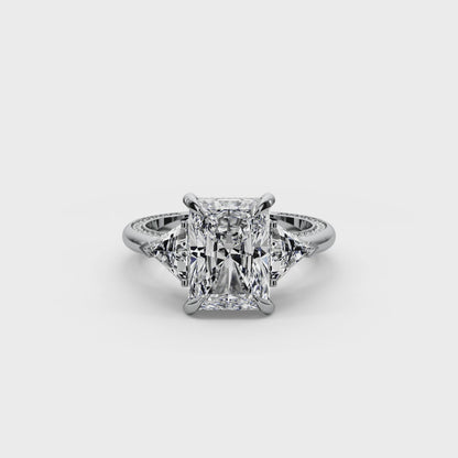 Radiant Cut 7.15 CT Lab Diamond Ring | 14K Gold | IGI Certified