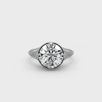 Round Cut 5.50 CT F VS2 Lab Diamond Ring in 14K Gold  (IGI Certified)