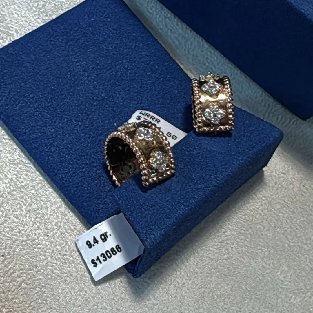 Certified 1.30 CT Round Fancy Natural Diamond Small Hoop Earrings in 14k Rose Gold