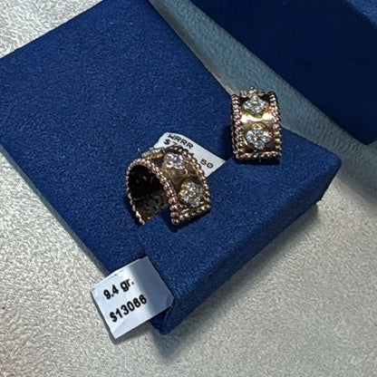 Certified 1.30 CT Round Fancy Natural Diamond Small Hoop Earrings in 14k Rose Gold